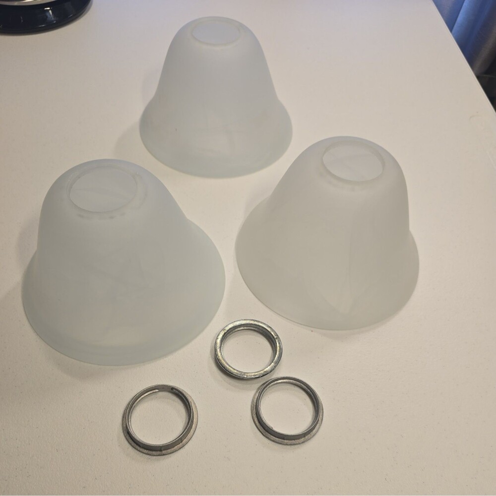 Set of 3 6.5" Bell Frosted Glass Light Shade Fixture Globe Cover Ceiling Fan